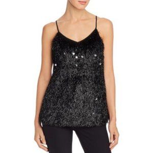 Lafayette 148 Averie Embellished Fringe Top Black Size Medium Holiday